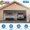 16x7FT Magnetic Garage Door Screen Two-Car Garage Screen Mesh Fiberglass Garage Net with Magnetic Closure 6 Buckle Straps for Two Cars
