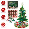 2025 Christmas Tree Building Set With LED Light Tabletop Christmas Building Block 24 Days Christmas Countdown Calendar for Boys Girls 3-6