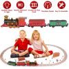 193Pcs Electric Train Set Steam Locomotive Passenger Coach Coal Car Battery Powered Christmas Train Set with Sounds Light Smoke Railway Kit Christmas