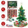 2025 Christmas Tree Building Set With LED Light Tabletop Christmas Building Block 24 Days Christmas Countdown Calendar for Boys Girls 3-6