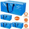 4Pcs Moving Bags Heavy Duty Container Reusable Plastic Totes Blue Moving Bin Zippered Storage Bag
