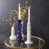 Cobalt Blue Glass Taper Candle Holder - Set of 2 | Elegant Home Decor Accent