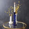 Cobalt Blue Glass Taper Candle Holder - Set of 2 | Elegant Home Decor Accent
