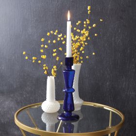 Cobalt Blue Glass Taper Candle Holder - Set of 2 | Elegant Home Decor Accent
