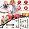 Electric Train Set Kid Toy Steam Locomotive Passenger Coach Coal Car Battery-Powered Train Kit with Sounds Light Railway Christmas Gift