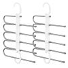 Space Saving Pants Hangers 5-in-1 Stainless Steel Trouser Storage Organizer Non-Slip Clothes Rack Shelves For Pants Scarf Jeans Trousers Skirts