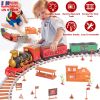193Pcs Electric Train Set Steam Locomotive Passenger Coach Coal Car Battery Powered Christmas Train Set with Sounds Light Smoke Railway Kit Christmas
