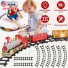 Electric Train Set Kid Toy Steam Locomotive Passenger Coach Coal Car Battery-Powered Train Kit with Sounds Light Railway Christmas Gift