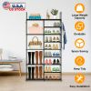 9 Tiers Plus 5 Tiers Shoe Rack Metal Shoe Storage Shelf Free Standing Large Shoe Stand 28+ Pairs Shoe Tower Unit Tall Shoe Organizer with Side Hooks f