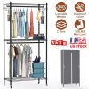 2 Tier Clothing Rack With Cover Portable Wardrobe Closet Covered Garment Rack with 4 Wheels 2 Hanging Rods 2 Hook Racks 35.43x17.13x72.44in