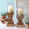Set of Two Finnigan Pillar Candle Holders - Elegant Home Decor Accessories for Tabletop or Mantel Display