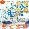 4 Packs Throw Pillow Covers Set Square Decorative Cushion Case 18x18in for Patio Furniture Couch Garden
