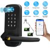 Smart Door Lock with Handle Fingerprints Passcodes Keys Fobs App Control Keyless Entry Door Lock with Keypad Electronic Digital Front Door Lock for Ho