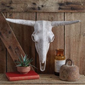 Longhorn Resin Skull - Western Decor Wall Mount Art with Realistic Detailing