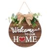 Interchangeable Welcome Sign Seasonal Wood Wall Hanging Front Door Decor with 14 Interchangeable Seasonal Icons for Halloween Christmas Thanksgiving D