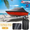 Boat Cover 210D Waterproof Dustproof Trailerable Boat Protector UV Resistant Cover For 17-19FT V-Hull Tri-Hull Runabout Boat