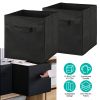 2 Sets Storage Bin Non-Woven Fabric Cube Organizer with Handle Foldable Cube Basket For Shelves Closet Living Room Bedroom Black