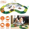 175Pcs Dinosaur Race Track Set Flexible DIY Track Play Set with 3 Dinosaurs 1 Race Car for Boys Girls Educational Assemble Toy Kit