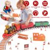193Pcs Electric Train Set Steam Locomotive Passenger Coach Coal Car Battery Powered Christmas Train Set with Sounds Light Smoke Railway Kit Christmas