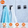4Pcs Self Adhesive Hooks Stainless Steel Sticky Wall Hanging Hooks Black Hanger Hook Holders for Robe Coat Hat Keys Utensils in Bathroom Office Home