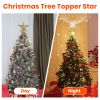 Christmas Tree Topper Star with Projector Light White Revolving White Snowflake Pattern LED Treetop Hollow Golden Glitter Star For Christmas Tree Deco