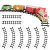 Electric Train Set Kid Toy Steam Locomotive Passenger Coach Coal Car Battery-Powered Train Kit with Sounds Light Railway Christmas Gift