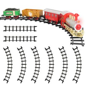 Electric Train Set Kid Toy Steam Locomotive Passenger Coach Coal Car Battery-Powered Train Kit with Sounds Light Railway Christmas Gift