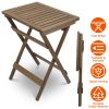 Outdoor Side Table Portable Folding Table Rectangular Small Wooden End Table for Coffee Tea Garden Balcony Yard Porch Lawn Patio