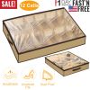 12 Cells Under Bed Shoes Organizer Shoes Container Box Holder with Front Zipper Clear Cover Breathable Foldable Closet Shoes Bag