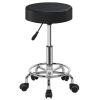 Round Bar Stool Height Adjustable Salon Stools Leather Swivel Rolling Chair with Casters 275LBS Load Bearing for Kitchen Bar Dining Office