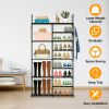 9 Tiers Plus 5 Tiers Shoe Rack Metal Shoe Storage Shelf Free Standing Large Shoe Stand 28+ Pairs Shoe Tower Unit Tall Shoe Organizer with Side Hooks f
