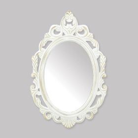 Antiqued White Wall Mirror - Vintage Distressed Finish for Classic Home Decor