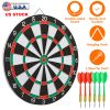 16in Dart Board Game Set 6 Steel Tip Darts Double-sided Dartboard Outdoor Indoor Party Game Set