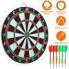 16in Dart Board Game Set 6 Steel Tip Darts Double-sided Dartboard Outdoor Indoor Party Game Set