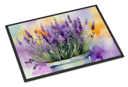 NEW Lavender in Watercolor Doormat Front Door Mat Indoor Outdoor Rugs for Entryway, Non Slip Washable Low Pile, 18H X 27W