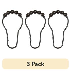 (3 pack) Mainstays, Shower Curtain Rollerball Hooks, Bronze, 12Piece/Set, 100% Iron