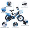 16In Kids\' Bike with Training Wheels Children Bicycle with Helmet Basket Rear Seat Chain Guard for Boys Aged 4-7
