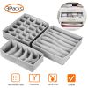 3 Pack Sock Organizer Box Foldable Damp Proof Storage Drawers Multi-cells Underwear Tie Container for Wardrobe Closet Cabinet