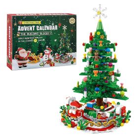 2025 Christmas Tree Building Set With LED Light Tabletop Christmas Building Block 24 Days Christmas Countdown Calendar for Boys Girls 3-6
