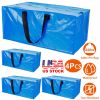 4Pcs Moving Bags Heavy Duty Container Reusable Plastic Totes Blue Moving Bin Zippered Storage Bag