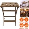 Outdoor Side Table Portable Folding Table Rectangular Small Wooden End Table for Coffee Tea Garden Balcony Yard Porch Lawn Patio