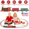 193Pcs Electric Train Set Steam Locomotive Passenger Coach Coal Car Battery Powered Christmas Train Set with Sounds Light Smoke Railway Kit Christmas