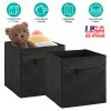 2 Sets Storage Bin Non-Woven Fabric Cube Organizer with Handle Foldable Cube Basket For Shelves Closet Living Room Bedroom Black