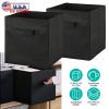 2 Sets Storage Bin Non-Woven Fabric Cube Organizer with Handle Foldable Cube Basket For Shelves Closet Living Room Bedroom Black