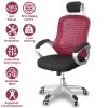 Ergonomic Mesh Office Chair High Back Desk Chair 360° Swivel Home Task Chair with Adjustable Lumbar Support Rocking Function Armrest Headrest