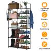 9 Tiers Plus 5 Tiers Shoe Rack Metal Shoe Storage Shelf Free Standing Large Shoe Stand 28+ Pairs Shoe Tower Unit Tall Shoe Organizer with Side Hooks f