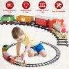 Electric Train Set Kid Toy Steam Locomotive Passenger Coach Coal Car Battery-Powered Train Kit with Sounds Light Railway Christmas Gift