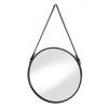 Modern Hanging Mirror with Faux Leather Strap - Stylish Wall Decor for Home or Office