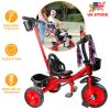 Children\'s Tricycle Bicycle 3 Wheel Toddler Bike w/ Adjustable Push Rod Safe Belt Two Boxes For 1 to 6 Years Old Boys Girls