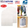 2Pcs Garment Bags Washable Transparent Suit Bags Breathable Dust-proof Travel Clothes Cover w/ Full Zipper for Storage Dance Costumes Suits